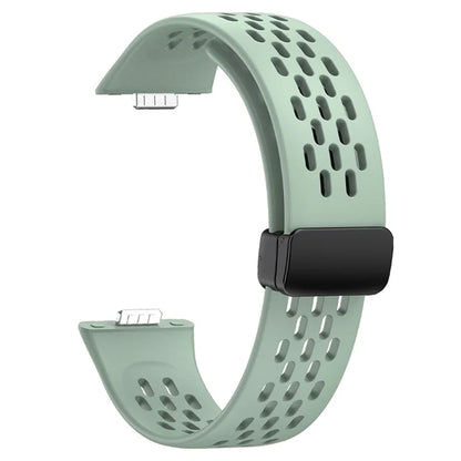 For Huawei Watch Fit 3 Silicone Watch Band Hollow-Out Strap with Magnetic Folding Buckle