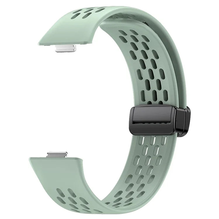 For Huawei Watch Fit 3 Silicone Watch Band Hollow-Out Strap with Magnetic Folding Buckle