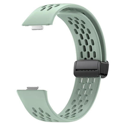 For Huawei Watch Fit 3 Silicone Watch Band Hollow-Out Strap with Magnetic Folding Buckle