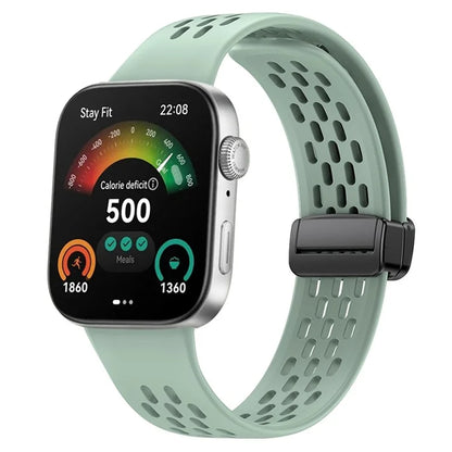 For Huawei Watch Fit 3 Silicone Watch Band Hollow-Out Strap with Magnetic Folding Buckle