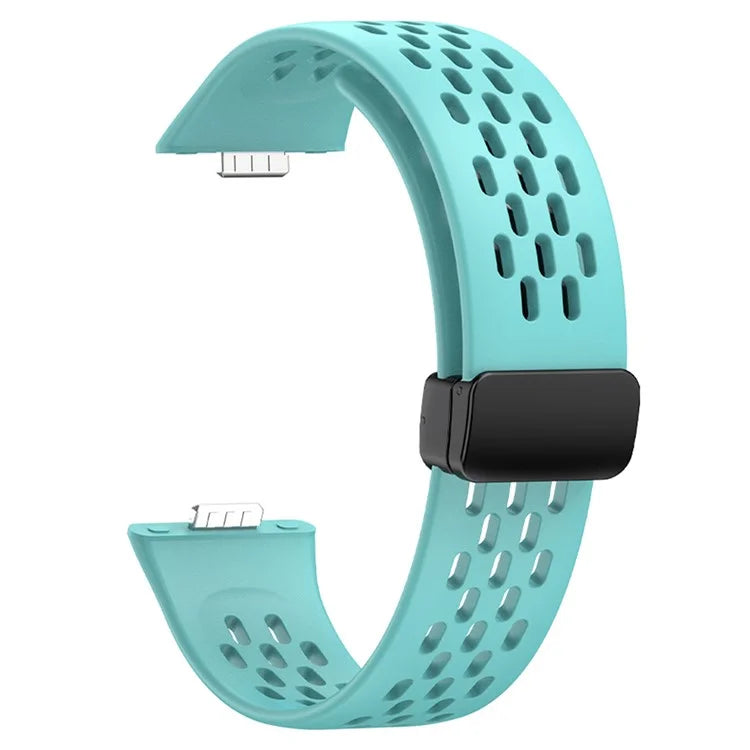 For Huawei Watch Fit 3 Silicone Watch Band Hollow-Out Strap with Magnetic Folding Buckle