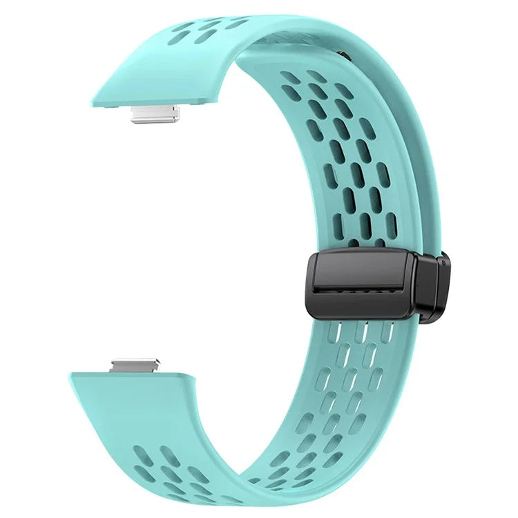 For Huawei Watch Fit 3 Silicone Watch Band Hollow-Out Strap with Magnetic Folding Buckle