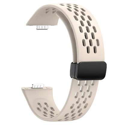 For Huawei Watch Fit 3 Silicone Watch Band Hollow-Out Strap with Magnetic Folding Buckle