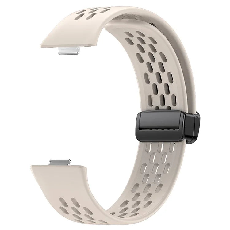 For Huawei Watch Fit 3 Silicone Watch Band Hollow-Out Strap with Magnetic Folding Buckle