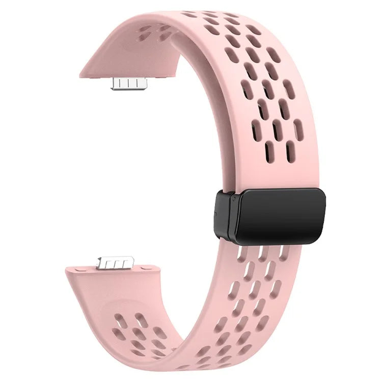 For Huawei Watch Fit 3 Silicone Watch Band Hollow-Out Strap with Magnetic Folding Buckle