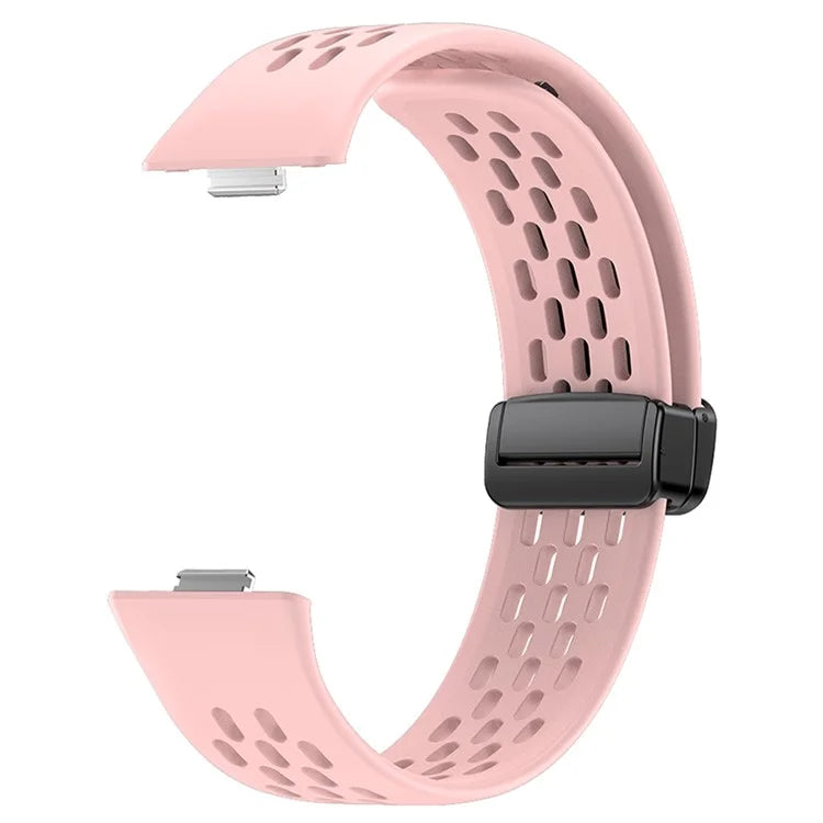 For Huawei Watch Fit 3 Silicone Watch Band Hollow-Out Strap with Magnetic Folding Buckle