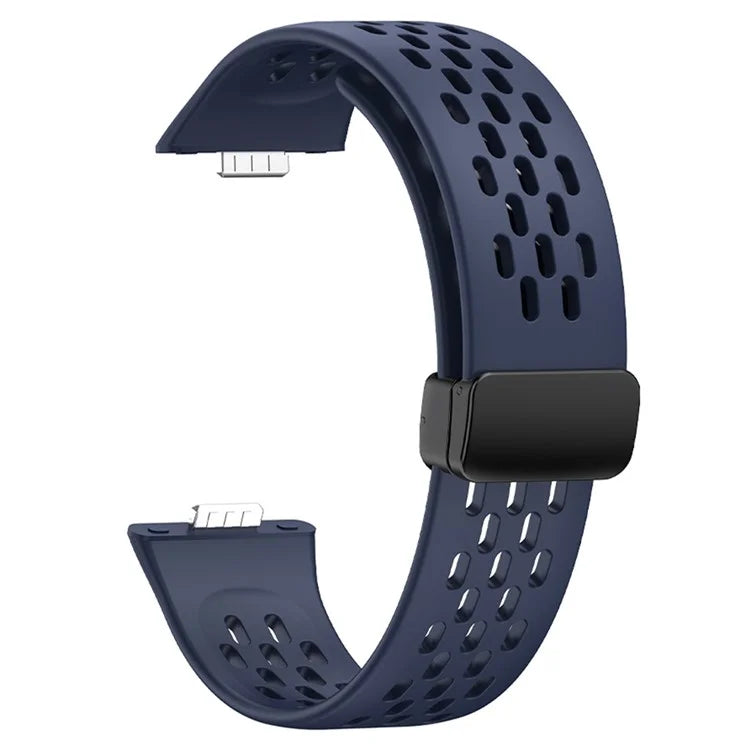 For Huawei Watch Fit 3 Silicone Watch Band Hollow-Out Strap with Magnetic Folding Buckle