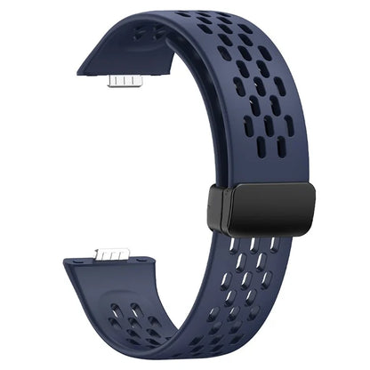 For Huawei Watch Fit 3 Silicone Watch Band Hollow-Out Strap with Magnetic Folding Buckle