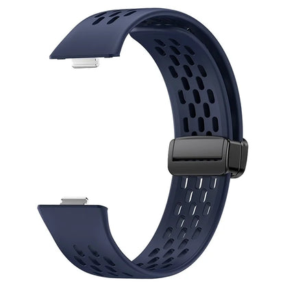 For Huawei Watch Fit 3 Silicone Watch Band Hollow-Out Strap with Magnetic Folding Buckle