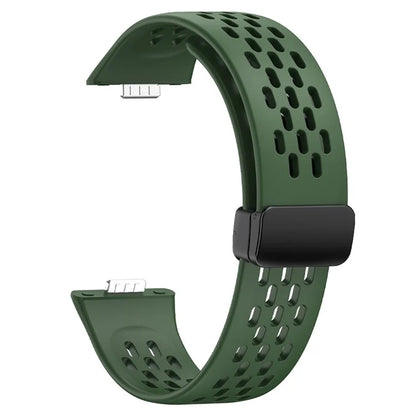 For Huawei Watch Fit 3 Silicone Watch Band Hollow-Out Strap with Magnetic Folding Buckle