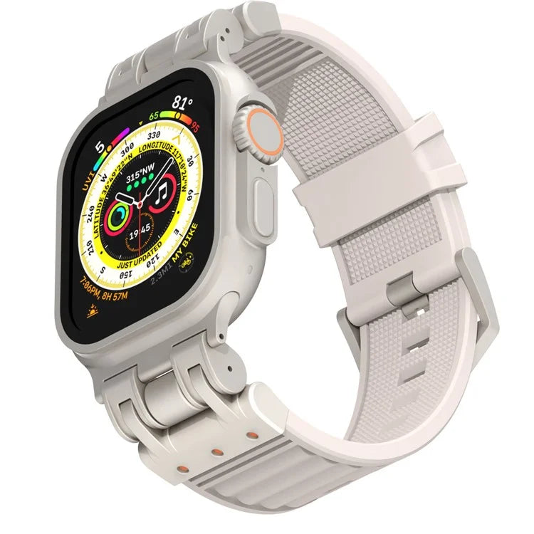 For Apple Watch Ultra 2 Ultra 49mm / 9 8 7 45mm / 6 5 4 SE (2023) SE (2022) SE 44mm / 3 2 1 42mm Silicone Strap Striped Watch Band