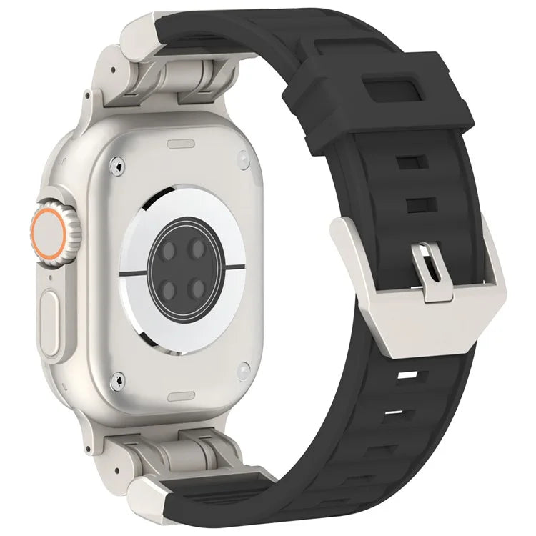 For Apple Watch Ultra 2 Ultra 49mm / 9 8 7 45mm / 6 5 4 SE (2023) SE (2022) SE 44mm / 3 2 1 42mm Silicone Strap Striped Watch Band