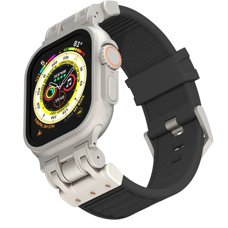 For Apple Watch Ultra 2 Ultra 49mm / 9 8 7 45mm / 6 5 4 SE (2023) SE (2022) SE 44mm / 3 2 1 42mm Silicone Strap Striped Watch Band