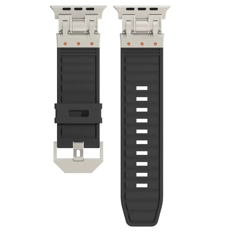For Apple Watch Ultra 2 Ultra 49mm / 9 8 7 45mm / 6 5 4 SE (2023) SE (2022) SE 44mm / 3 2 1 42mm Silicone Strap Striped Watch Band