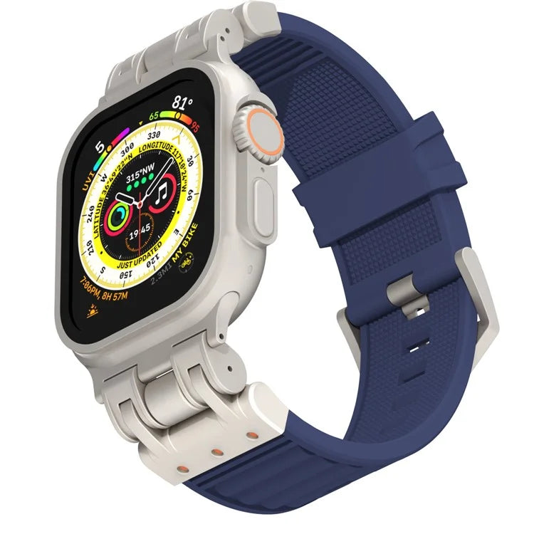 For Apple Watch Ultra 2 Ultra 49mm / 9 8 7 45mm / 6 5 4 SE (2023) SE (2022) SE 44mm / 3 2 1 42mm Silicone Strap Striped Watch Band