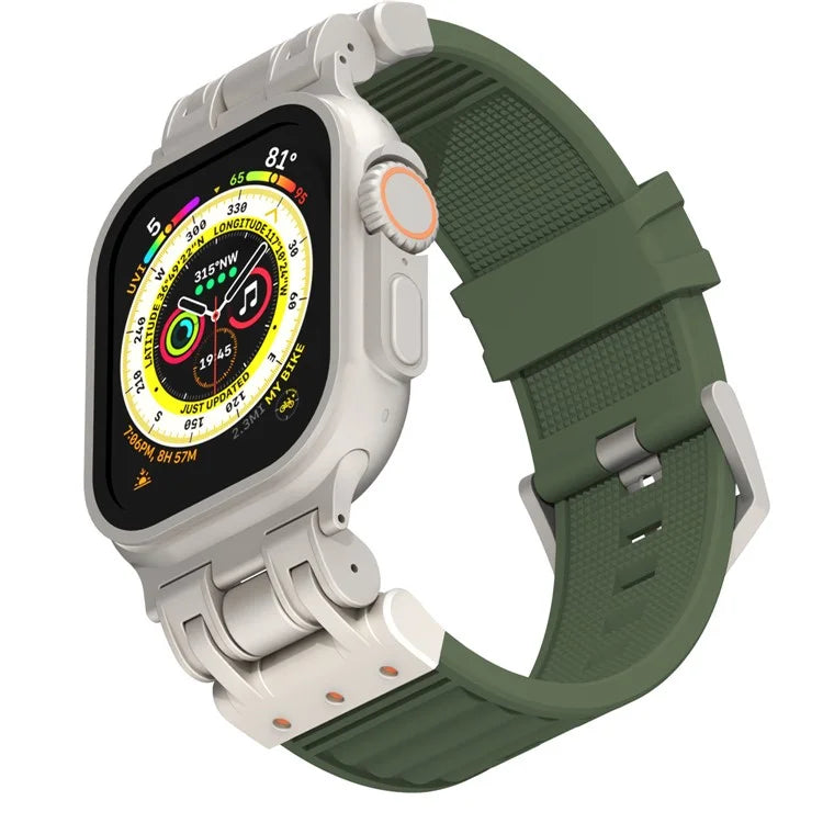 For Apple Watch Ultra 2 Ultra 49mm / 9 8 7 45mm / 6 5 4 SE (2023) SE (2022) SE 44mm / 3 2 1 42mm Silicone Strap Striped Watch Band