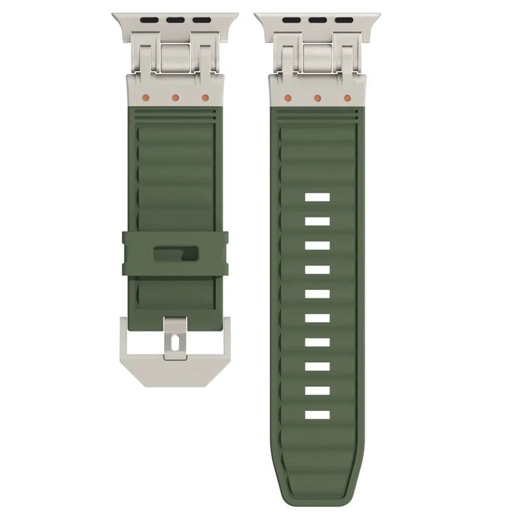 For Apple Watch Ultra 2 Ultra 49mm / 9 8 7 45mm / 6 5 4 SE (2023) SE (2022) SE 44mm / 3 2 1 42mm Silicone Strap Striped Watch Band
