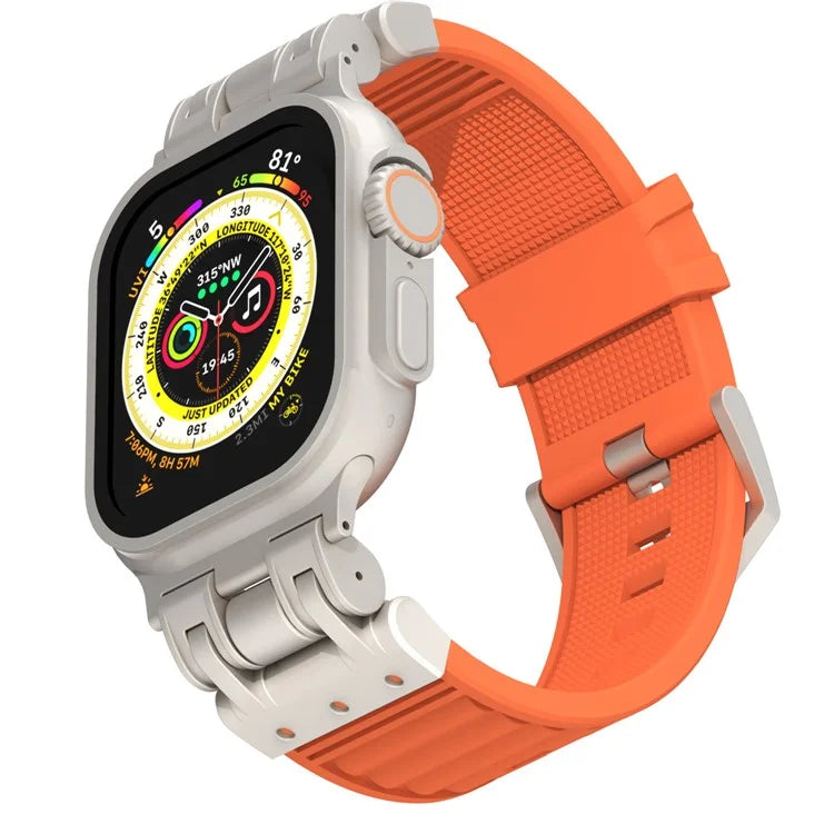For Apple Watch Ultra 2 Ultra 49mm / 9 8 7 45mm / 6 5 4 SE (2023) SE (2022) SE 44mm / 3 2 1 42mm Silicone Strap Striped Watch Band