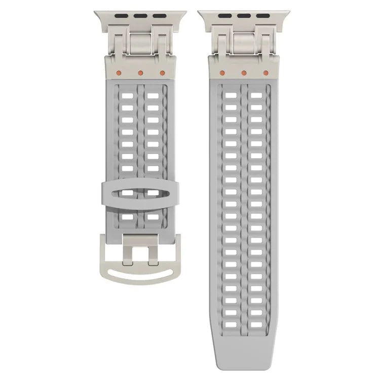For Apple Watch Ultra 2 Ultra 49mm / Series 9 8 7 45mm / 6 5 4 SE (2022) SE (2023) SE 44mm / 3 2 1 42mm Silicone Watch Band Dual Claw