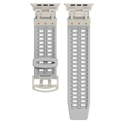 For Apple Watch Ultra 2 Ultra 49mm / Series 9 8 7 45mm / 6 5 4 SE (2022) SE (2023) SE 44mm / 3 2 1 42mm Silicone Watch Band Dual Claw