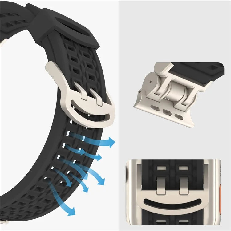 For Apple Watch Ultra 2 Ultra 49mm / Series 9 8 7 45mm / 6 5 4 SE (2022) SE (2023) SE 44mm / 3 2 1 42mm Silicone Watch Band Dual Claw