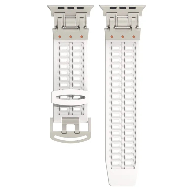 For Apple Watch Ultra 2 Ultra 49mm / Series 9 8 7 45mm / 6 5 4 SE (2022) SE (2023) SE 44mm / 3 2 1 42mm Silicone Watch Band Dual Claw