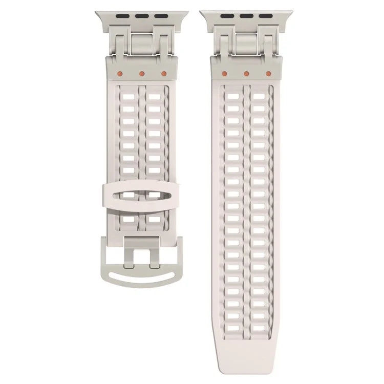 For Apple Watch Ultra 2 Ultra 49mm / Series 9 8 7 45mm / 6 5 4 SE (2022) SE (2023) SE 44mm / 3 2 1 42mm Silicone Watch Band Dual Claw
