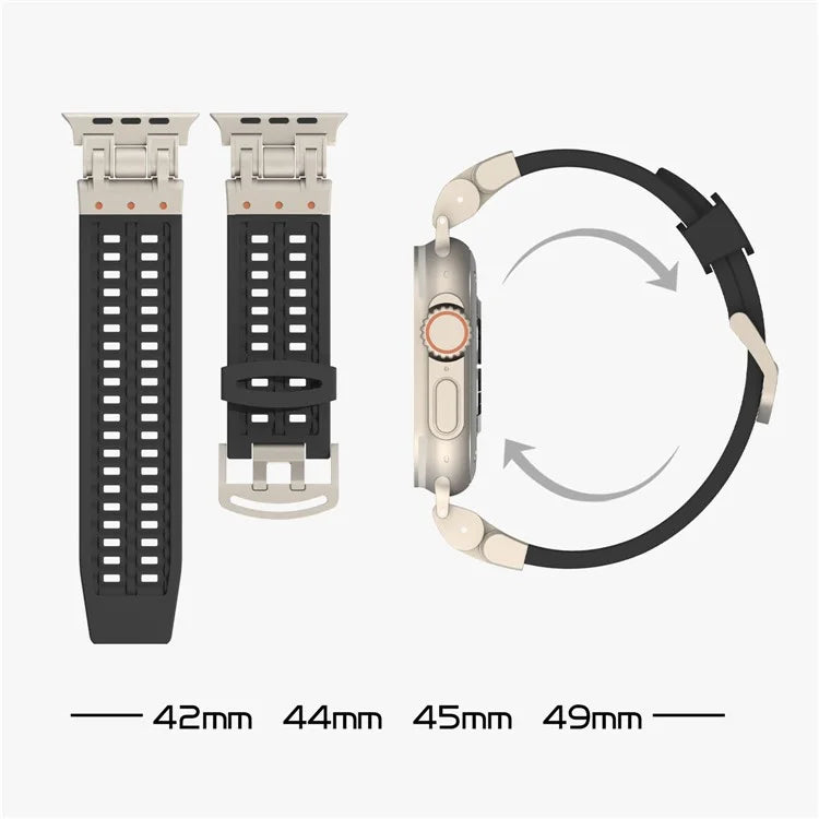 For Apple Watch Ultra 2 Ultra 49mm / Series 9 8 7 45mm / 6 5 4 SE (2022) SE (2023) SE 44mm / 3 2 1 42mm Silicone Watch Band Dual Claw