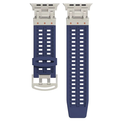 For Apple Watch Ultra 2 Ultra 49mm / Series 9 8 7 45mm / 6 5 4 SE (2022) SE (2023) SE 44mm / 3 2 1 42mm Silicone Watch Band Dual Claw