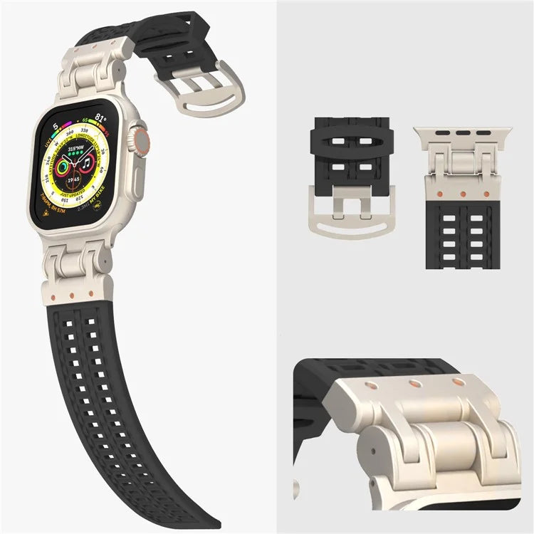 For Apple Watch Ultra 2 Ultra 49mm / Series 9 8 7 45mm / 6 5 4 SE (2022) SE (2023) SE 44mm / 3 2 1 42mm Silicone Watch Band Dual Claw