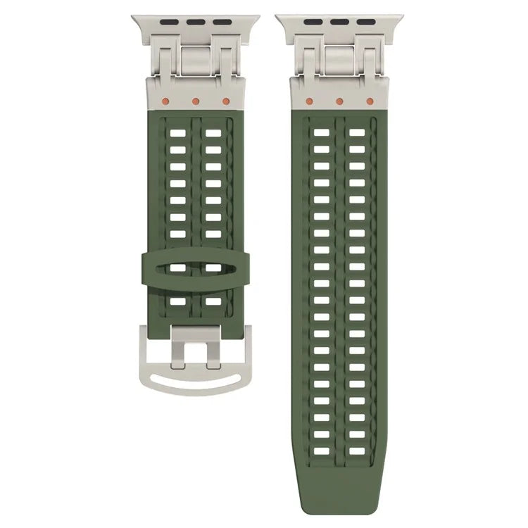For Apple Watch Ultra 2 Ultra 49mm / Series 9 8 7 45mm / 6 5 4 SE (2022) SE (2023) SE 44mm / 3 2 1 42mm Silicone Watch Band Dual Claw