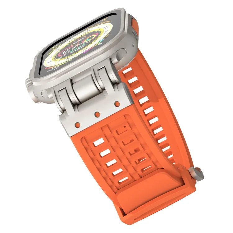 For Apple Watch Ultra 2 Ultra 49mm / Series 9 8 7 45mm / 6 5 4 SE (2022) SE (2023) SE 44mm / 3 2 1 42mm Silicone Watch Band Dual Claw