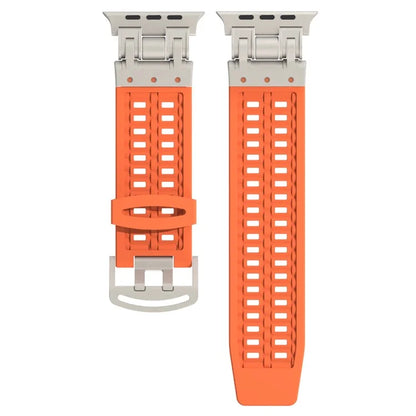 For Apple Watch Ultra 2 Ultra 49mm / Series 9 8 7 45mm / 6 5 4 SE (2022) SE (2023) SE 44mm / 3 2 1 42mm Silicone Watch Band Dual Claw
