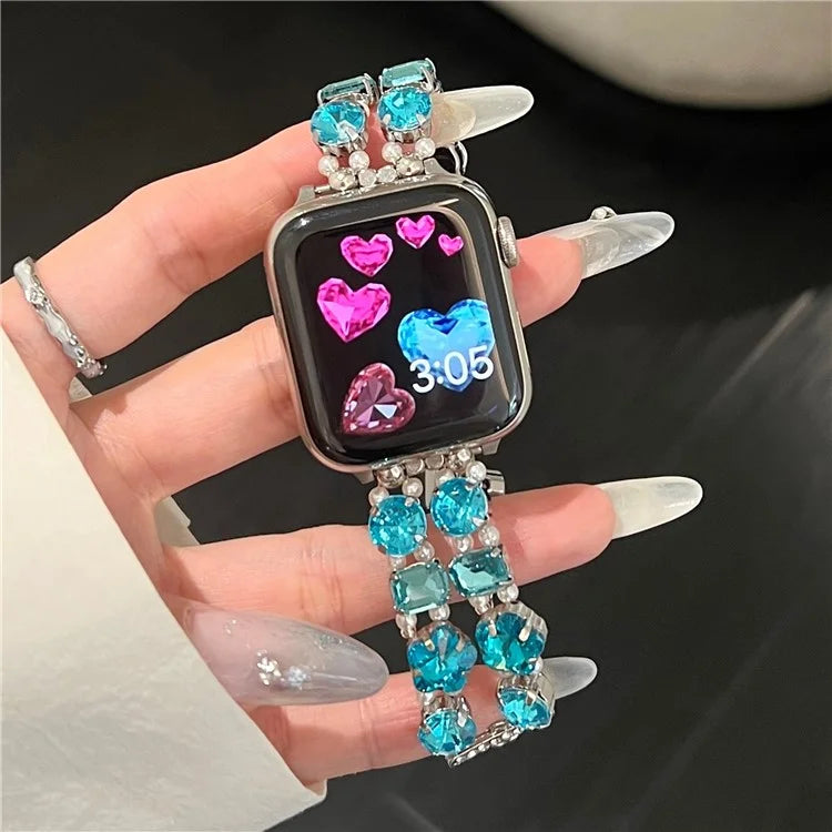 For Apple Watch Series 9 8 7 41mm / 6 5 4 SE (2023) SE (2022) SE 40mm / 3 2 1 38mm Jewelry Wristband Rhinestone Bracelet