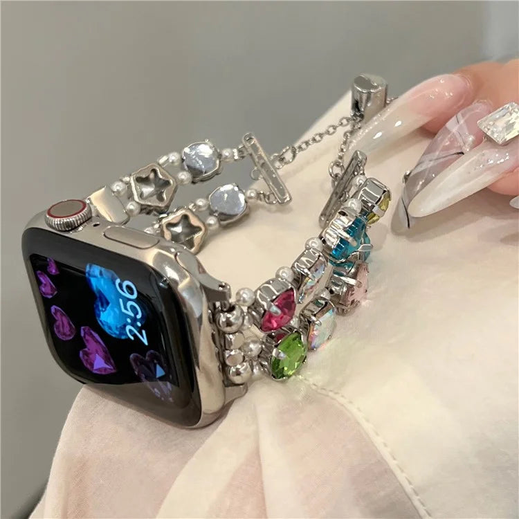 For Apple Watch Series 9 8 7 41mm / 6 5 4 SE (2023) SE (2022) SE 40mm / 3 2 1 38mm Jewelry Wristband Rhinestone Bracelet