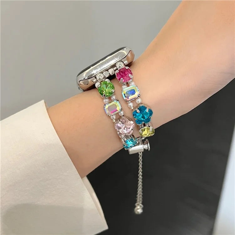 For Apple Watch Ultra 2 Ultra 49mm / Series 9 8 7 45mm / 6 5 4 SE (2022) SE (2023) SE 44mm / 3 2 1 42mm Watch Band Rhinestone Chain Bracelet