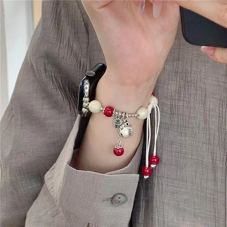 For Apple Watch Series 9 8 7 41mm / 6 5 4 SE (2023) SE (2022) SE 40mm / 3 2 1 38mm Chinese Style Matte Pearl Wrist Band