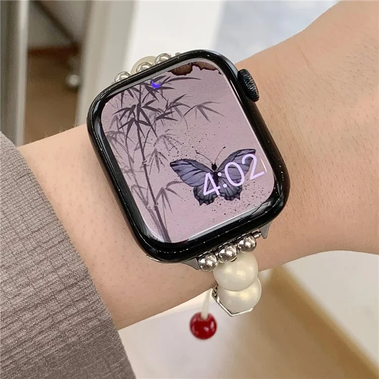 For Apple Watch Series 9 8 7 41mm / 6 5 4 SE (2023) SE (2022) SE 40mm / 3 2 1 38mm Chinese Style Matte Pearl Wrist Band