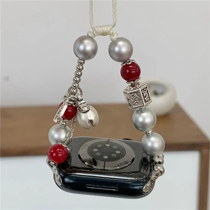 For Apple Watch Series 9 8 7 41mm / 6 5 4 SE (2023) SE (2022) SE 40mm / 3 2 1 38mm Chinese Style Matte Pearl Wrist Band