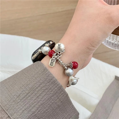 For Apple Watch Series 9 8 7 41mm / 6 5 4 SE (2023) SE (2022) SE 40mm / 3 2 1 38mm Chinese Style Matte Pearl Wrist Band
