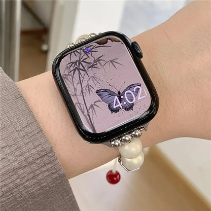 For Apple Watch Ultra 49mm Ultra 2 49mm / Series 9 8 7 45mm / 6 5 4 SE (2023) SE (2022) SE 44mm / 3 2 1 42mm Artificial Pearl Strap