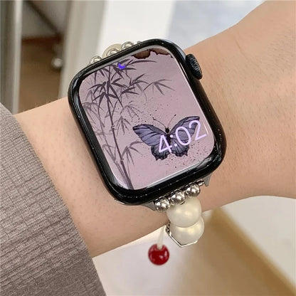 For Apple Watch Ultra 49mm Ultra 2 49mm / Series 9 8 7 45mm / 6 5 4 SE (2023) SE (2022) SE 44mm / 3 2 1 42mm Artificial Pearl Strap