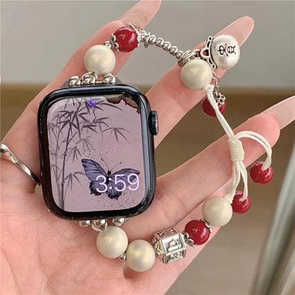 For Apple Watch Ultra 49mm Ultra 2 49mm / Series 9 8 7 45mm / 6 5 4 SE (2023) SE (2022) SE 44mm / 3 2 1 42mm Artificial Pearl Strap
