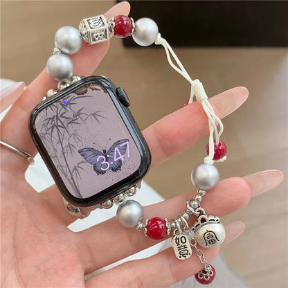 For Apple Watch Ultra 49mm Ultra 2 49mm / Series 9 8 7 45mm / 6 5 4 SE (2023) SE (2022) SE 44mm / 3 2 1 42mm Artificial Pearl Strap