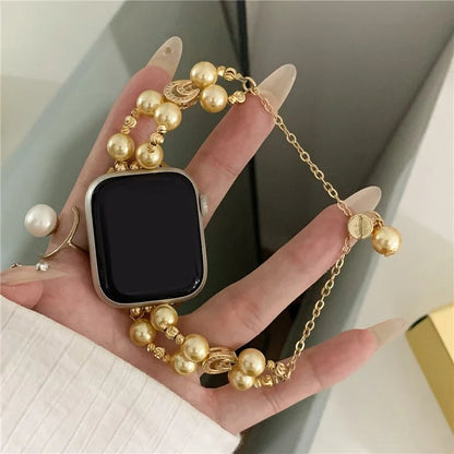 For Apple Watch Ultra 2 Ultra 49mm / Series 9 8 7 45mm / 6 5 4 SE (2022) SE (2023) SE 44mm / 3 2 1 42mm Watch Band Pearls Bracelet