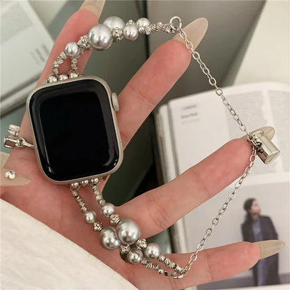 For Apple Watch Series 9 8 7 41mm / 6 5 4 SE (2022) SE (2023) SE 40mm / 3 2 1 38mm Watch Strap Pearls Bracelet