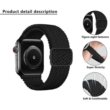 For Apple Watch Series 9 8 7 41mm / 6 5 4 SE (2022) SE (2023) SE 40mm / 3 2 1 38mm Watch Band Braided Nylon Strap