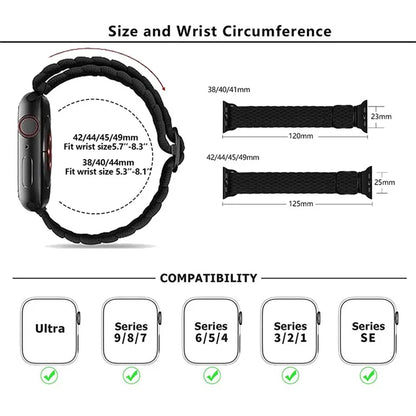 For Apple Watch Series 9 8 7 41mm / 6 5 4 SE (2022) SE (2023) SE 40mm / 3 2 1 38mm Watch Band Braided Nylon Strap