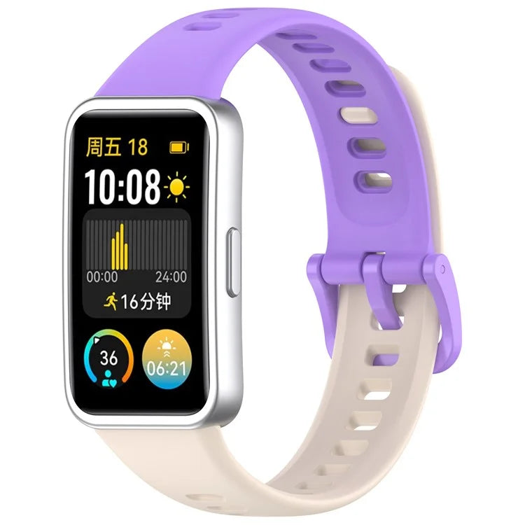 For Huawei Band 8 / 8 NFC / 9 / 9 NFC Glossy Silicone Watch Strap Replacement Watchband+Purple