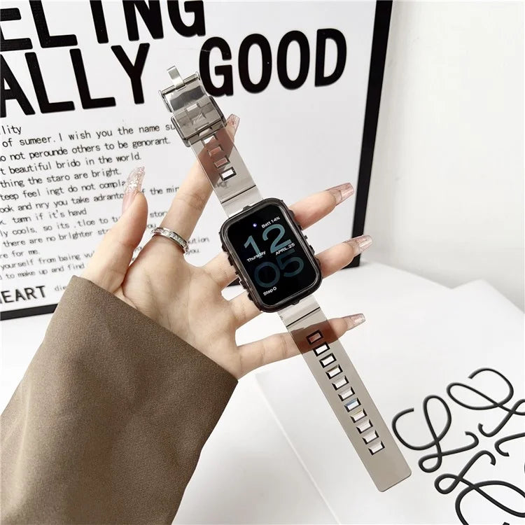 Integrated Watch Strap for Xiaomi Smart Band 8 Pro Adjustable Silicone Watchband with Watch Case